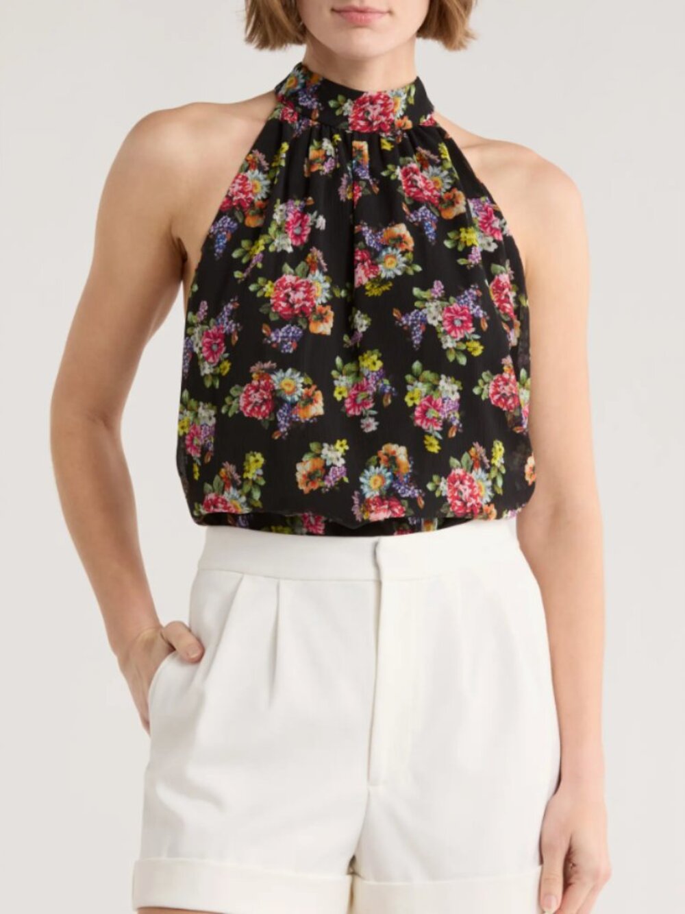 ALICE + OLIVIA Floral Halter Top